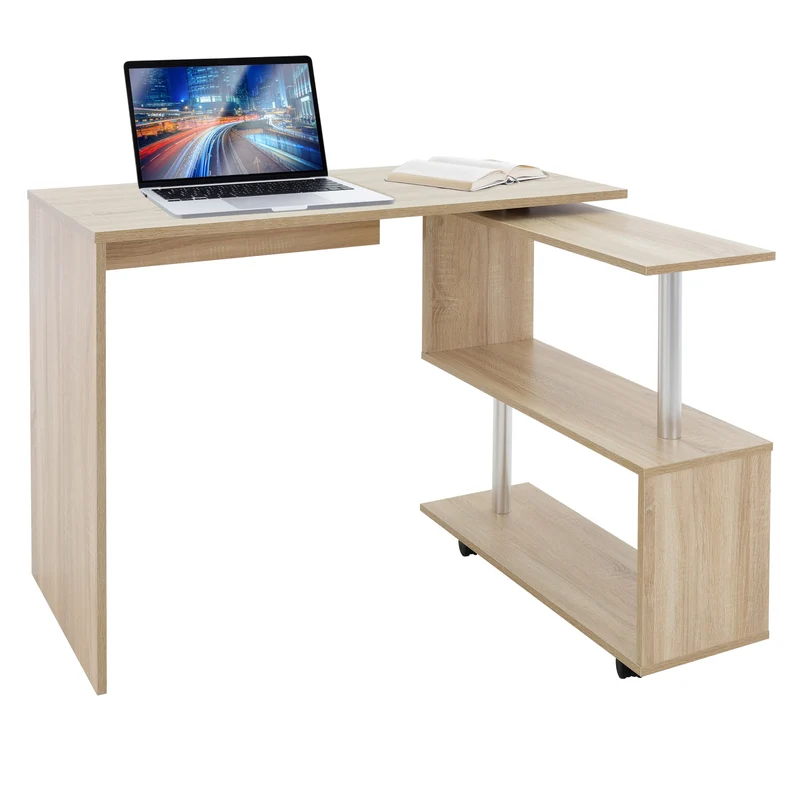 ML-Design | Eckschreibtisch drehbar mit vier Rädern 150x88x75 cm aus MDF, Schreibtisch L-Form ür Heim und Büro