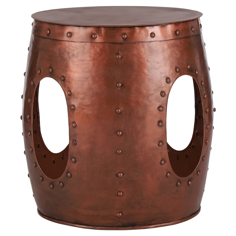 WOMO-Design | Beistelltisch handgefertigt Ø 38x43 cm aus Metall, Industrie-Design, Couchtisch