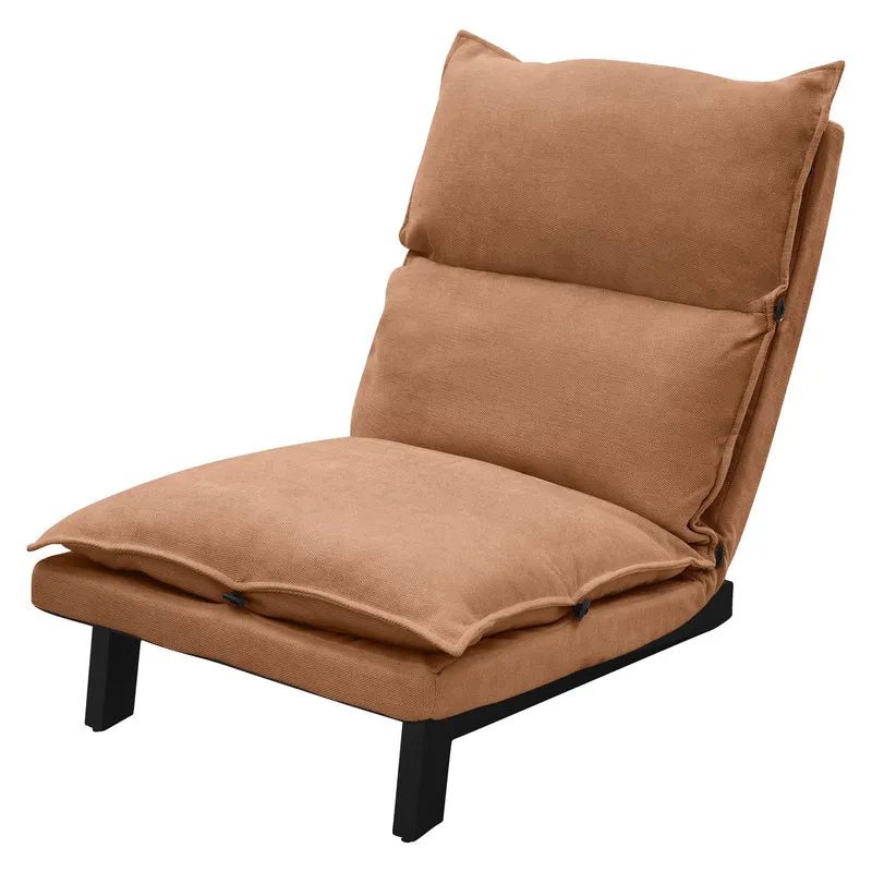 Bodenstuhl Braun Bodensessel gepolstert mit verstellbarer Rückenlehne Leinenbezug robustes Stahlgestell ML-Design