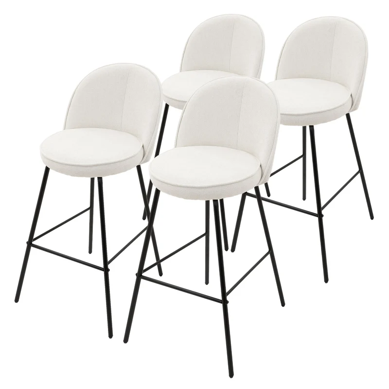 Barhocker 4er Set Beige 52x102x50 cm mit Rückenlehne und Fußstütze bis 120 kg ML-Design