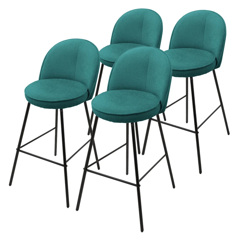 Barhocker 4er Set Petrol 52x102x50 cm mit Rückenlehne und Fußstütze bis 120 kg ML-Design