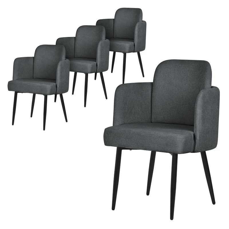 4er Set Esszimmerstühle mit Rücken- & Armlehne Anthrazit mit Metallbeinen bis 120 kg ML-Design