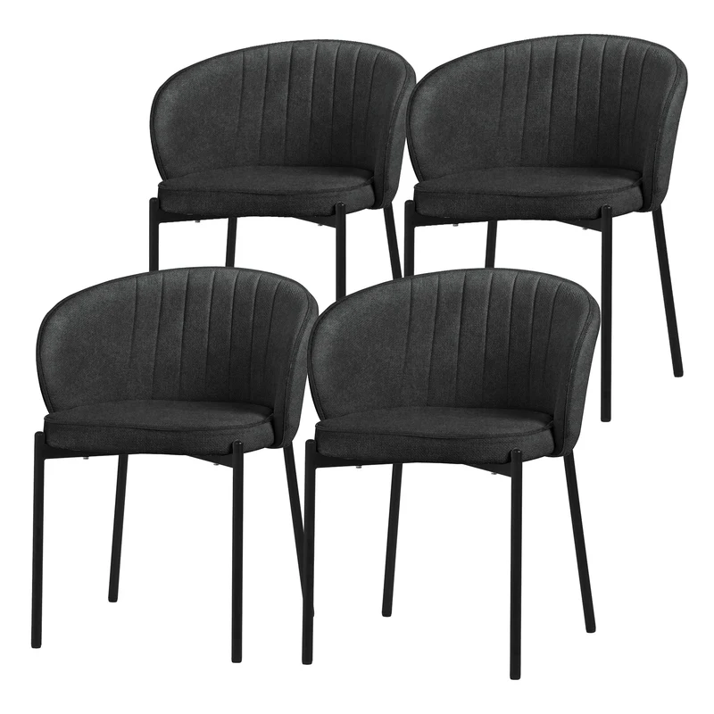 4er Set Esszimmerstühle mit Rücken- & Armlehne Anthrazit mit Metallbeinen bis 120 kg ML-Design