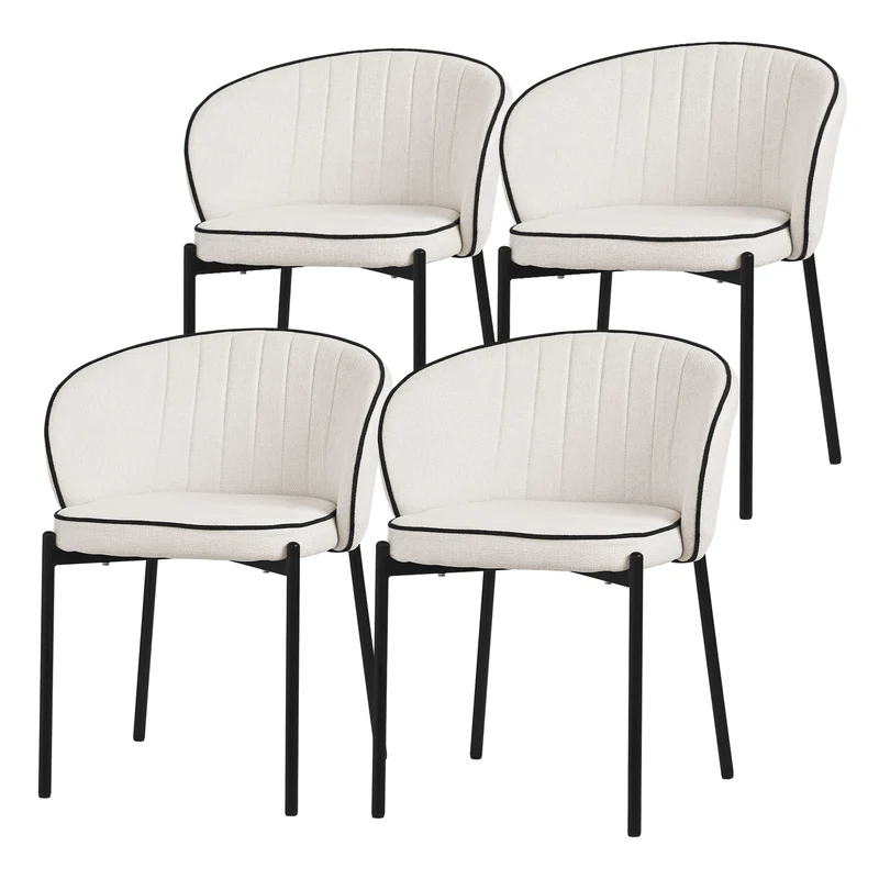4er Set Esszimmerstühle mit Rücken- & Armlehne Beige mit Metallbeinen bis 120 kg ML-Design