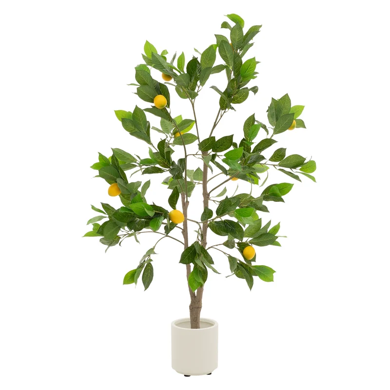 ML-Design | Künstlicher Zitronenbaum im Topf mit Früchten, 130/160 cm, aus Kunststoff, PP, Stoff, Kunstpflanze