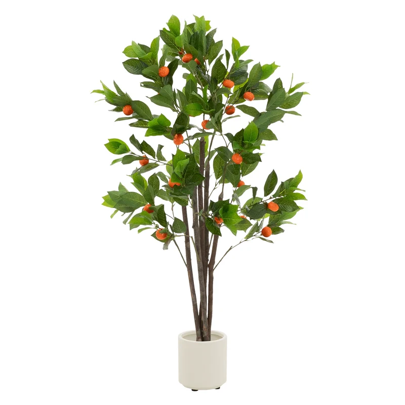 ML-Design | Künstlicher Orangenbaum im Topf mit Früchten, 130/160 cm, aus Kunststoff, PP, Stoff, Kunstpflanze