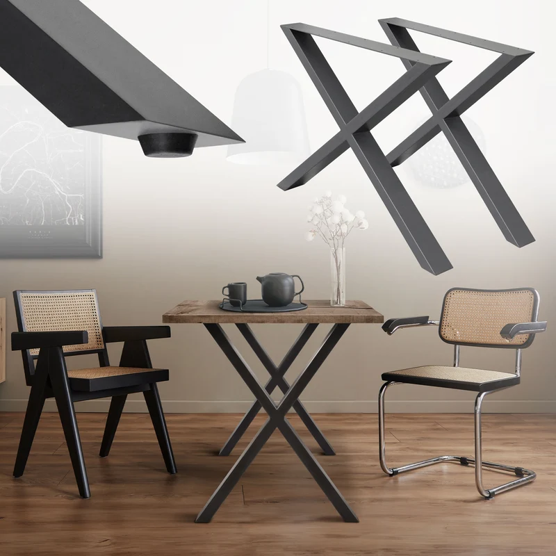 B-Ware Tischbeine 2er Set X-Design 60x72 cm Anthrazit aus Stahl