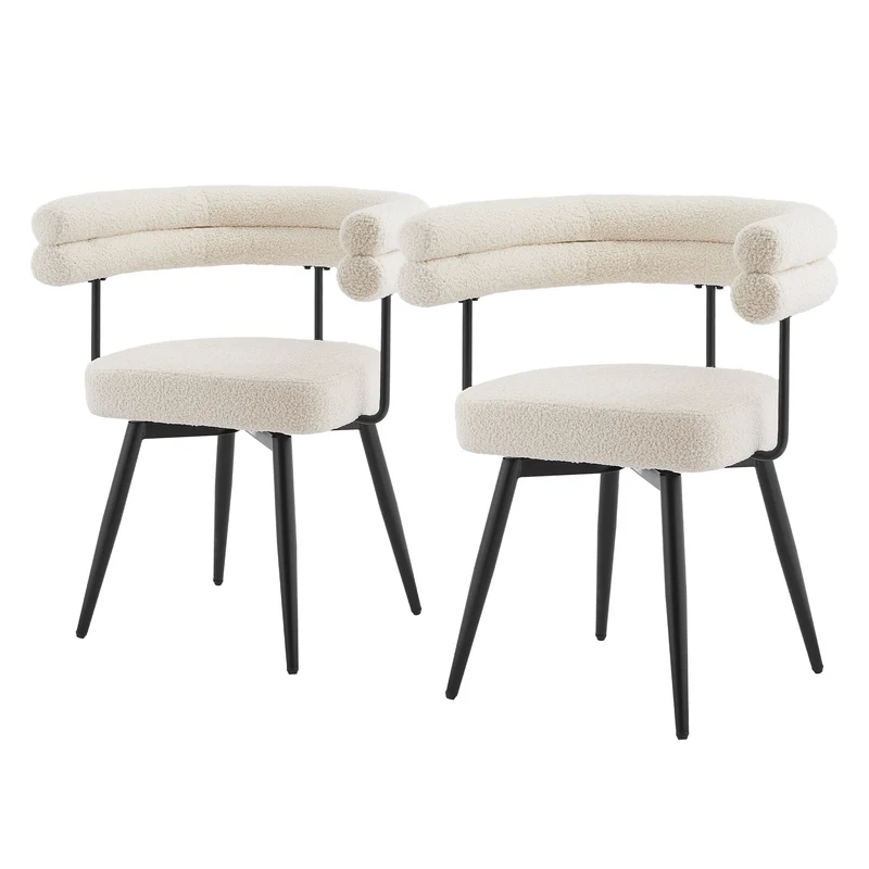 ML-Design | Esszimmerstühle Set 360° drehbar mit Armlehnen und Rückenlehnen, 63x55x75 cm in Teddy-Stoff, Küchenstuhl