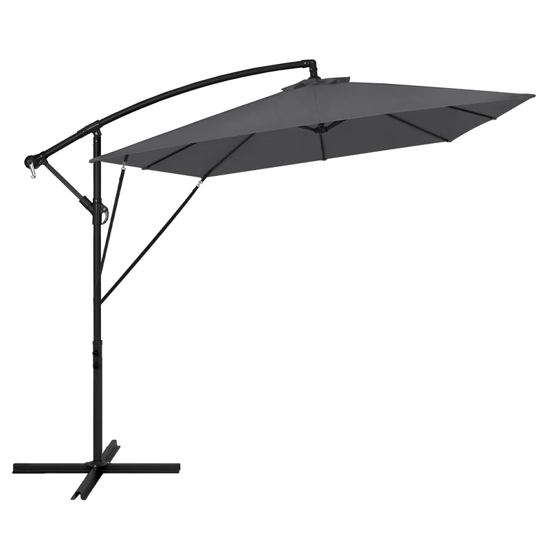 ML-Design | Ampelschirm mit Kurbel, Abdeckung & Ständer, 360°, Ø 330 cm, aus Aluminium, Rechteckig Sonnenschirm mit/ohne LED
