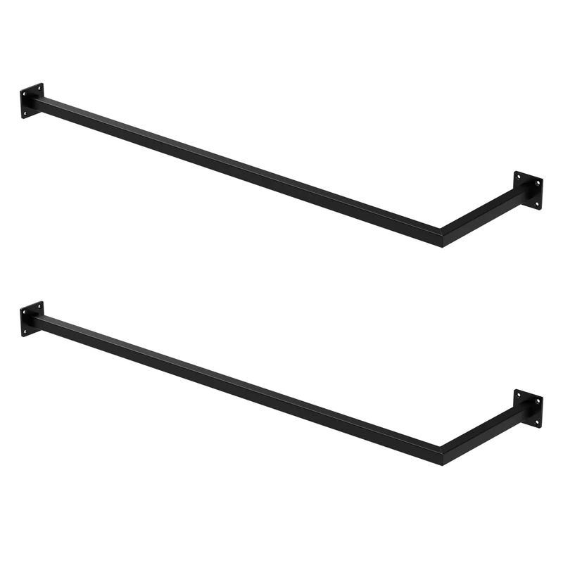 2er Set Kleiderstange Garderobe Wandmontage 30 x 110 cm Schwarz aus Stahl ML-Design