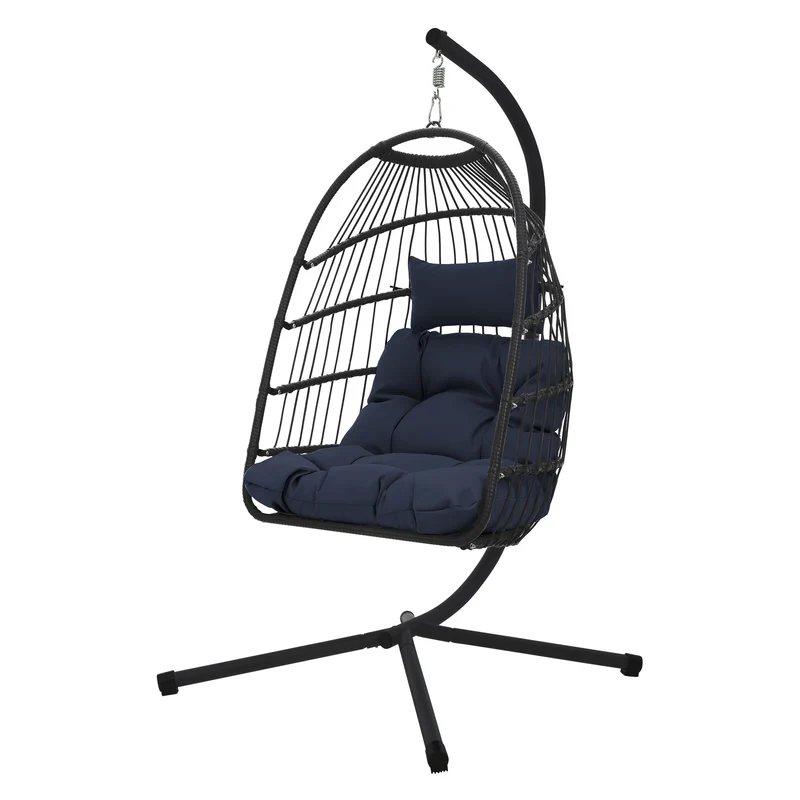 Hängesessel 100x105x195 cm aus Polyester mit Gestell und Kissen ML-Design