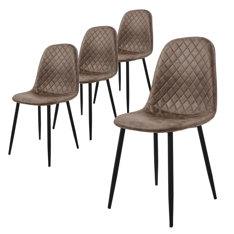 Esszimmerstuhl 4er Set mit Rückenehne Braun Küchenstuhl mit Kunstleder Bezug ML-Design