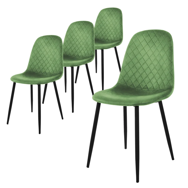 Esszimmerstuhl 4er Set mit Rückenehne Salbei Küchenstuhl mit Microfaser-Samtbezug ML-Design