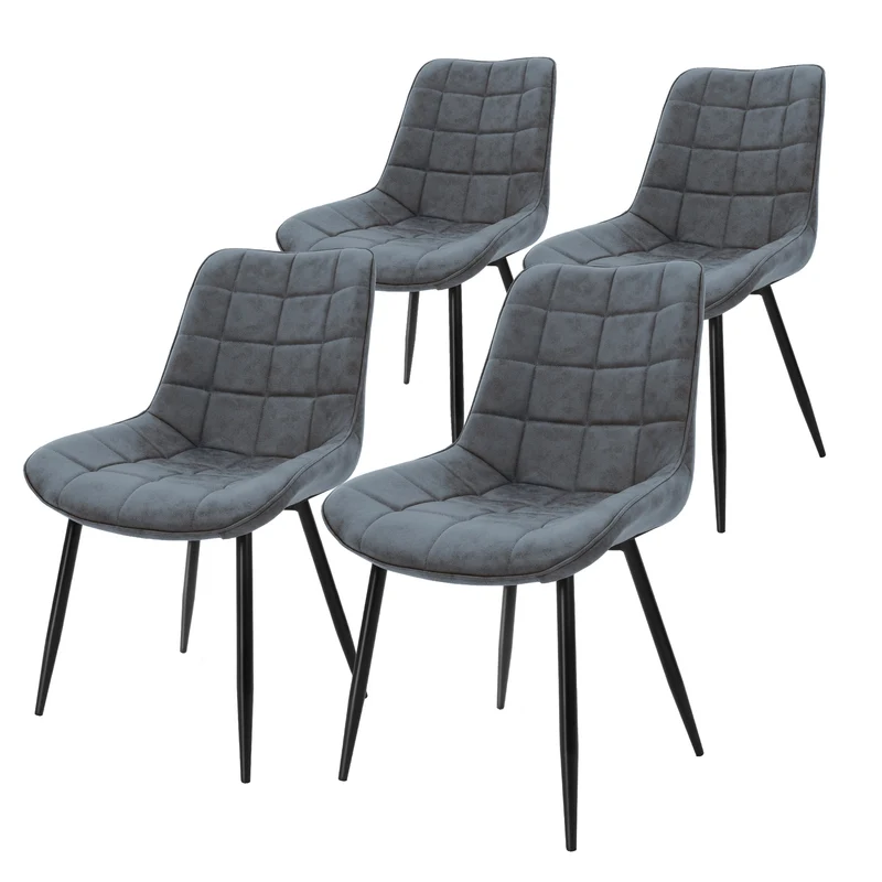 Esszimmerstuhl 4er Set Anthrazit Kunstlederbezug mit Metallbeinen inkl. Montagematerial ML-Design