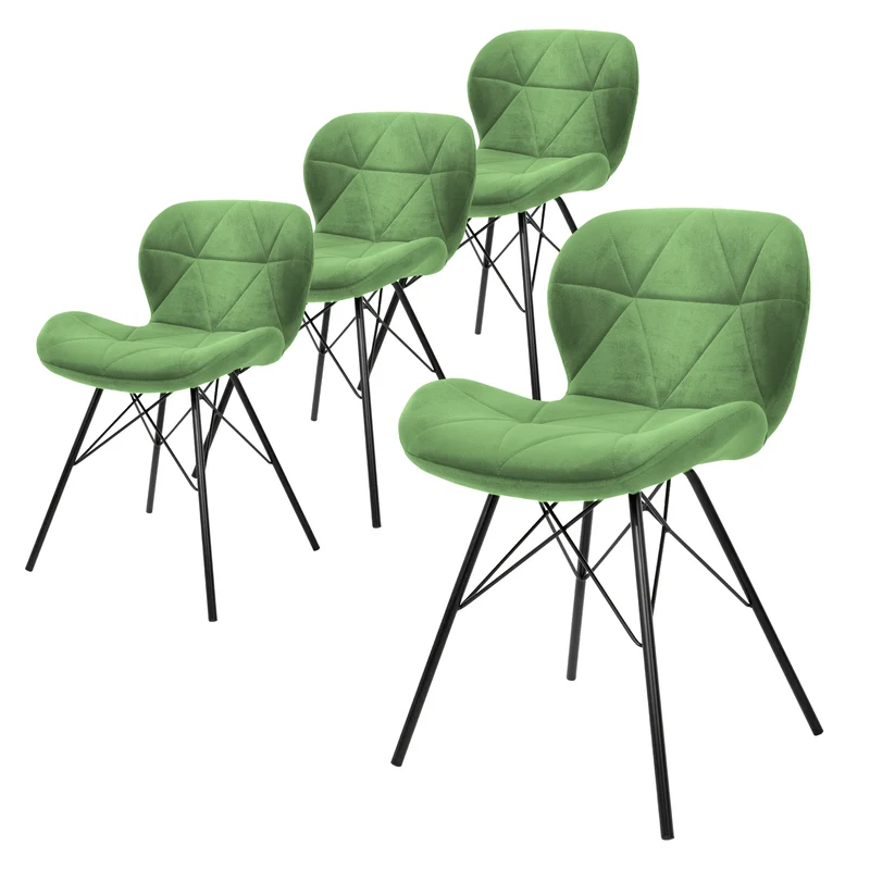 Esszimmerstuhl 4er Set mit Rückenlehne Salbei Küchenstuhl mit Microfaser-Samtbezug ML-Design