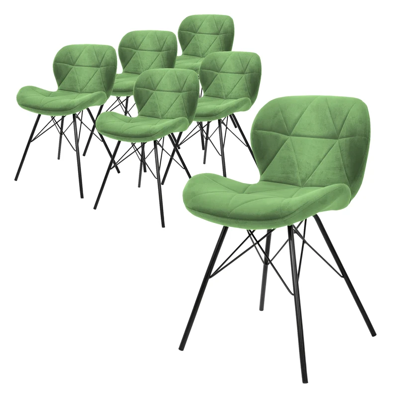 Esszimmerstuhl 6er Set mit Rückenlehne Salbei Küchenstuhl mit Microfaser-Samtbezug ML-Design