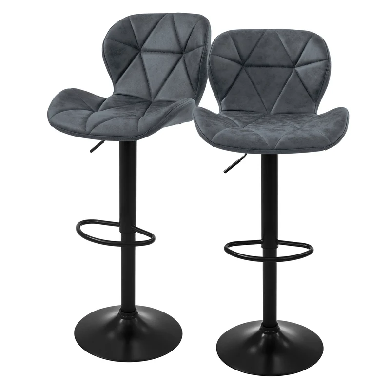 Barhocker Set Dreieck Steppung Höhenverstellbar mit Rückenlehne & Fußstütze