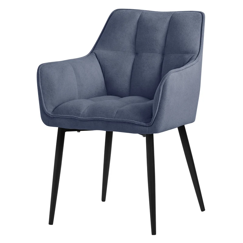 Esszimmerstuhl Blau aus Frotteestoff mit dickem gepolsterter Sitz ML-Design