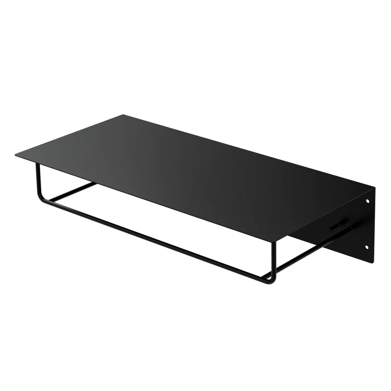 Kleiderstange Garderobe Wandmontage mit Ablage 60 x 30 x 15 cm Schwarz aus Metall ML-Design