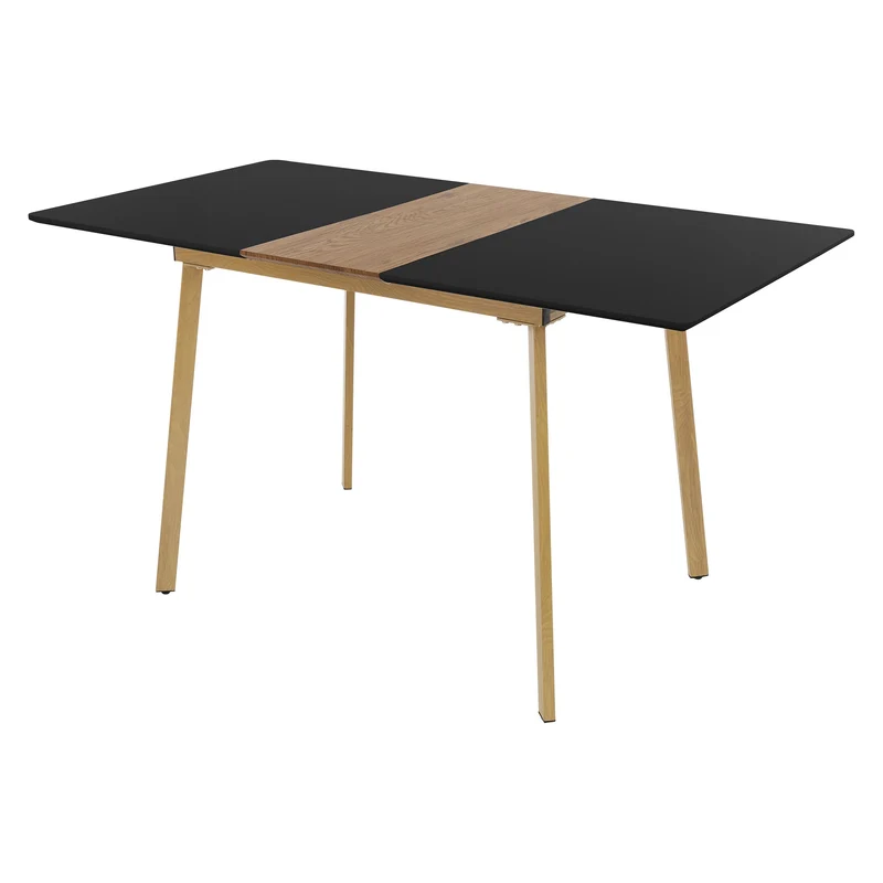 Esstisch ausziehbar in Schwarz 110-140x75 cm aus Holz Esszimmertisch für 4-6 Personen ML-Design