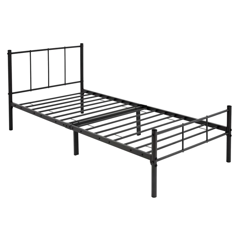 Bettgestell Einzelbett Metallbett mit Lattenrost & Kopfteil ML-Design