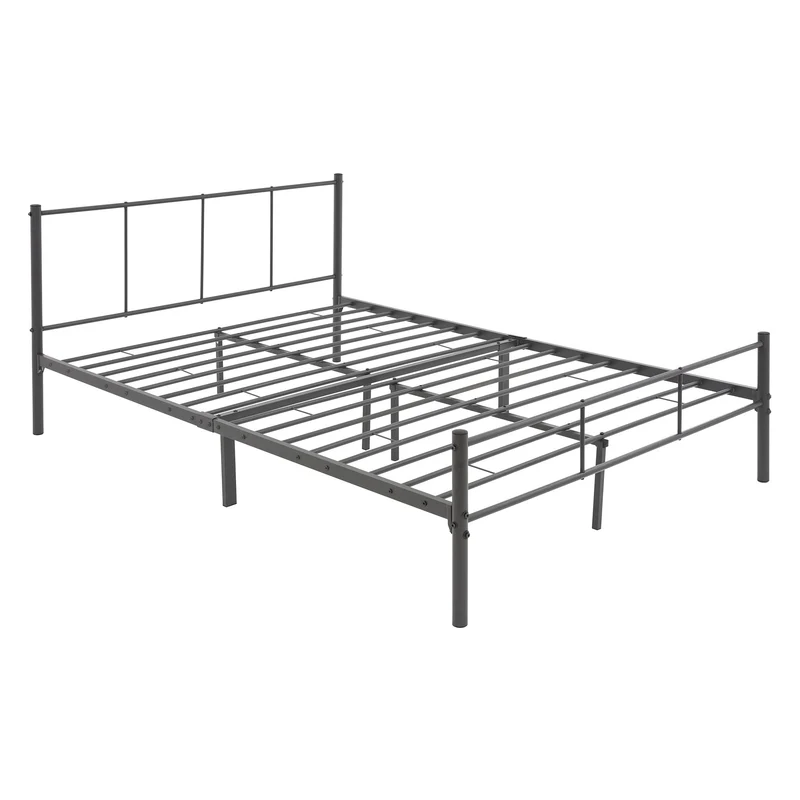 Bettgestell Doppelbett 140x200 cm aus Metall in Anthrazit mit Kopteil & Lattenrost ML-Design