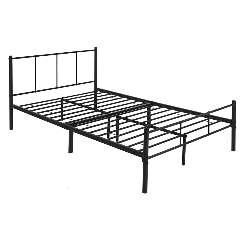 Bettgestell Doppelbett 120x200 cm aus Metall in Schwarz mit Kopteil & Lattenrost ML-Design