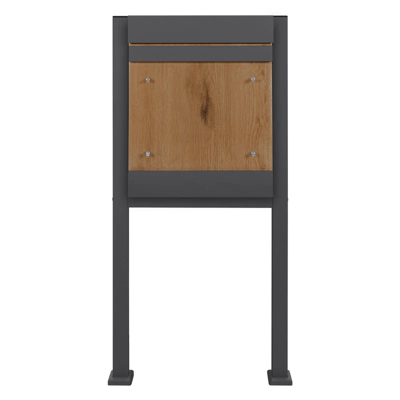 Paketbriefkasten mit Ständer 44x35x58 cm Anthrazit/Holzoptik aus verzinktem Stahl ML-Design