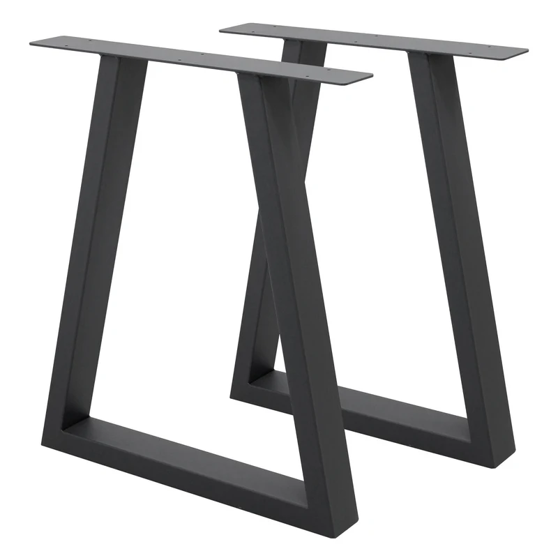 2x Tischbeine Trapez Design 60x72 cm Anthrazit pulverbeschichtete Stahl Tischgestell Esstisch und Schreibtisch