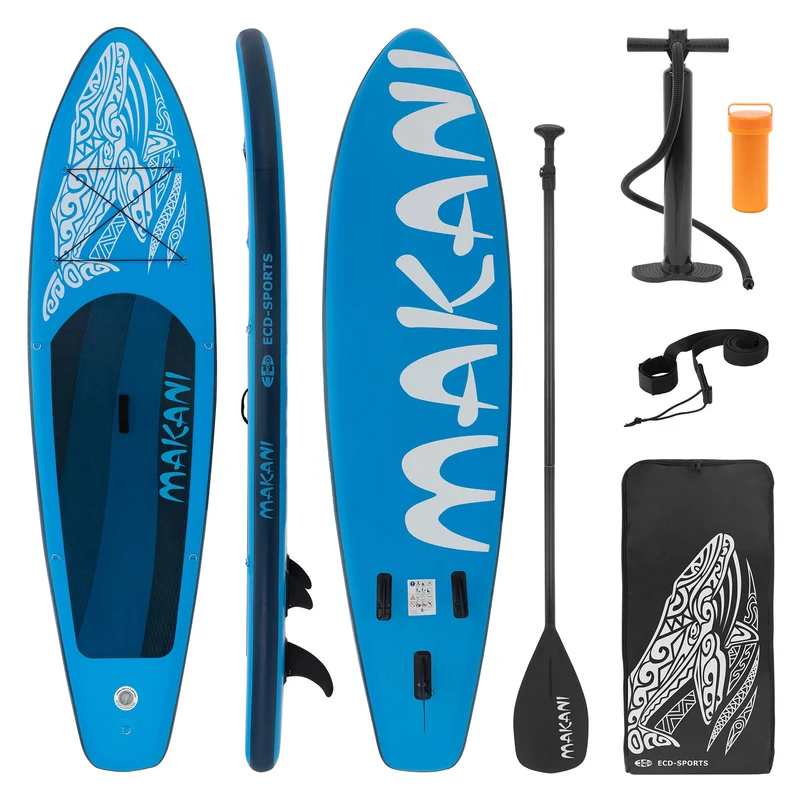 Stand Up Paddle aufblasbares SUP Board Makani 320x80x15 cm in Blau aus PVC inkl. Pumpe und Tragetasche