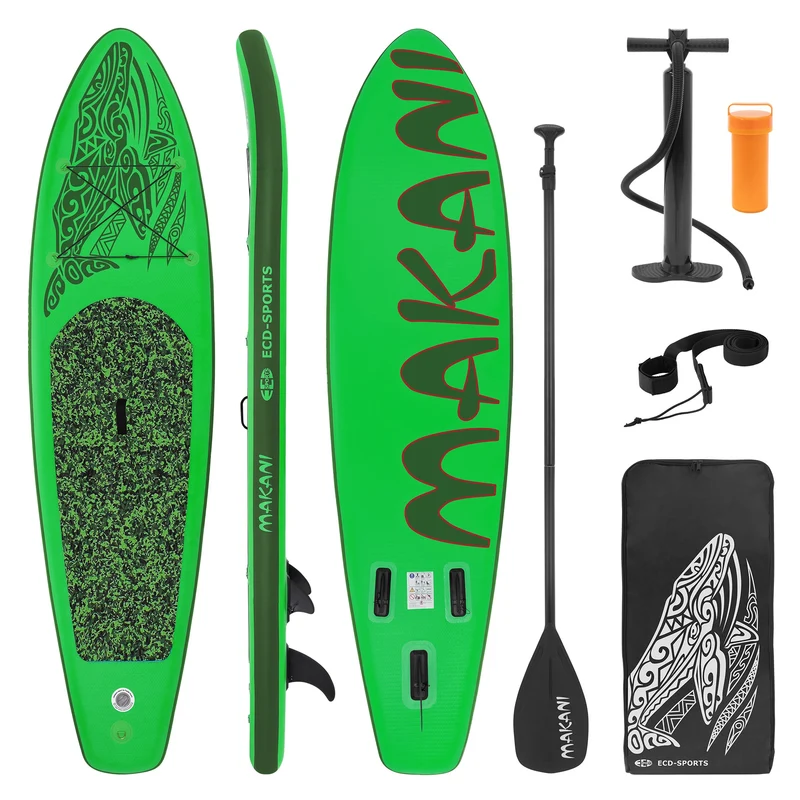 Stand Up Paddle aufblasbares SUP Board Makani 320x80x15 cm in Grün aus PVC inkl. Pumpe und Tragetasche
