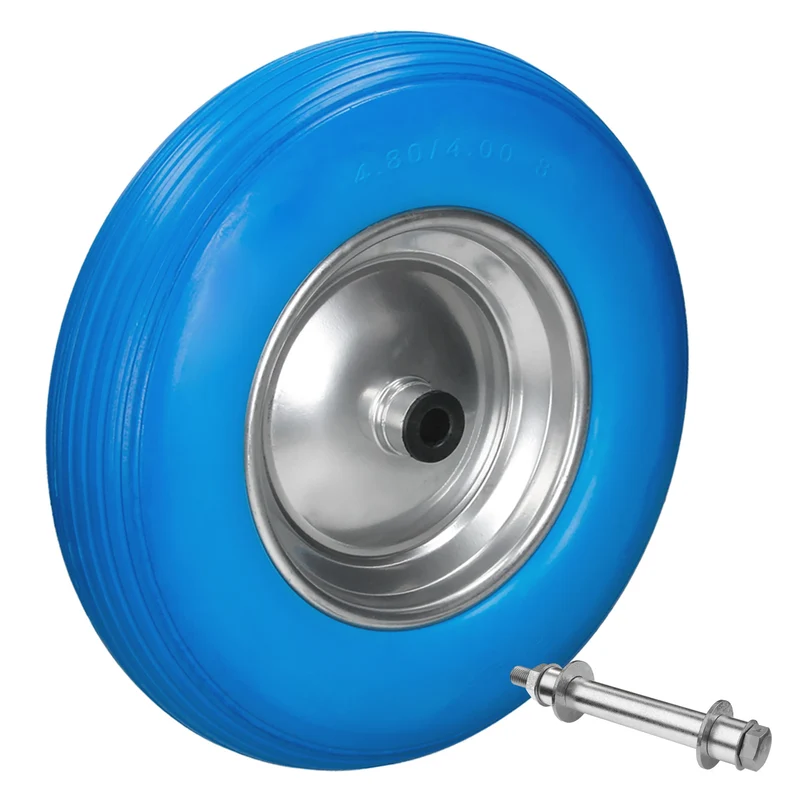 Schubkarrenrad 390 mm 4.80/4.00-8 mit Achse aus PU Vollgummi
