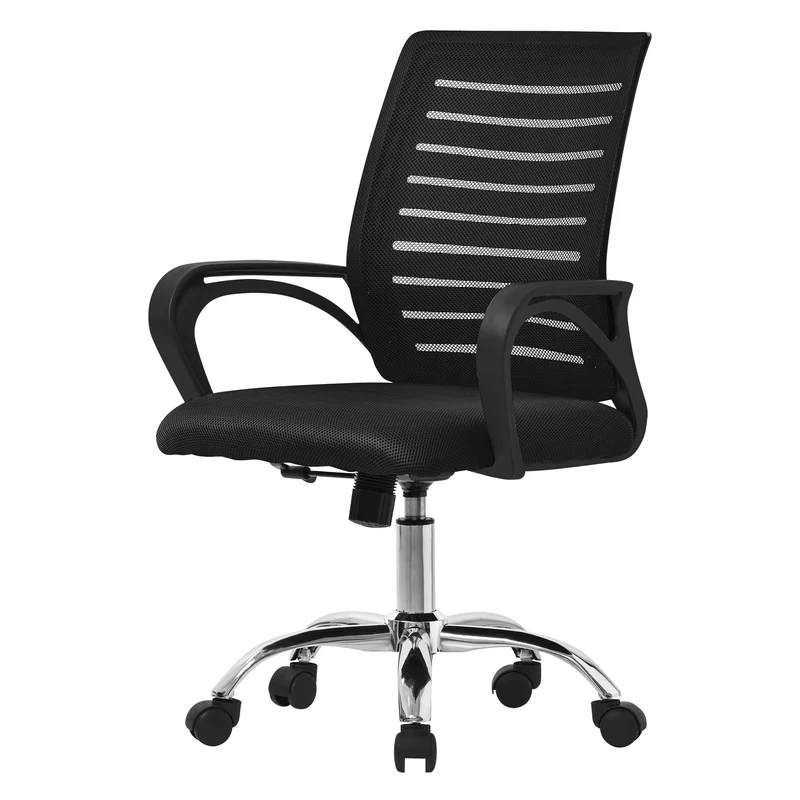 Ergonomischer Bürostuhl mit Armlehnen Netzgewebe Schwarz mit Rollen ML-Design