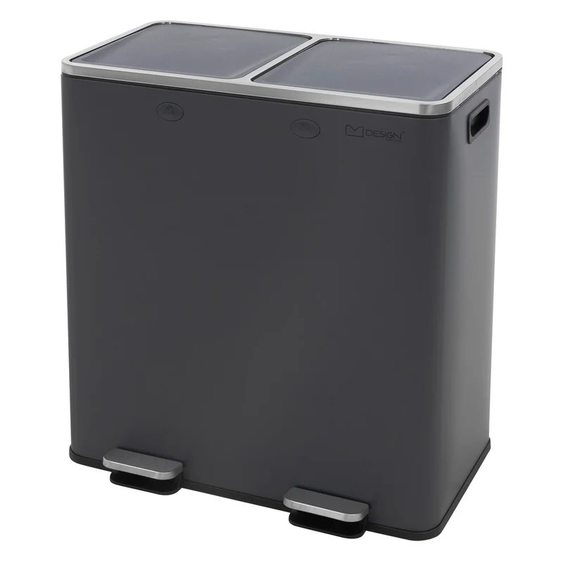 Mülleimer mit Trennsystem 2x Fächer 30L aus Stahl ML-Design