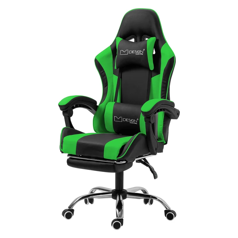 Massage Gaming Stuhl Schwarz/Grün aus PU-Leder ML-Design