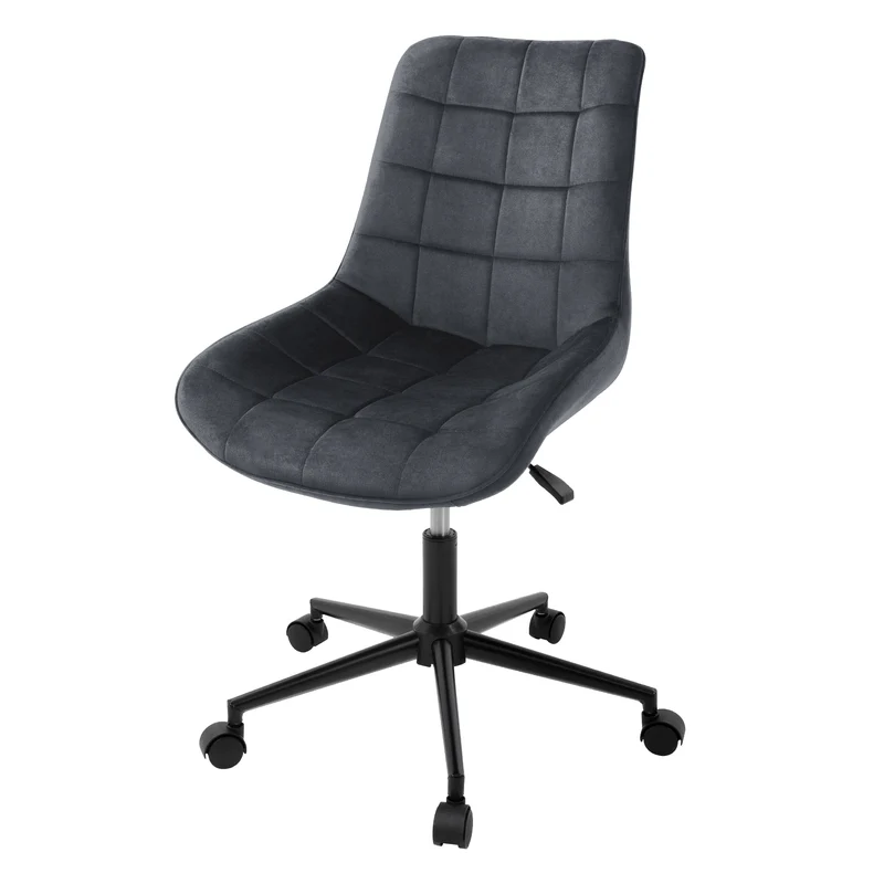 Bürostuhl auf Rollen Grau mit Samtbezug und Metallgestell ML-Design