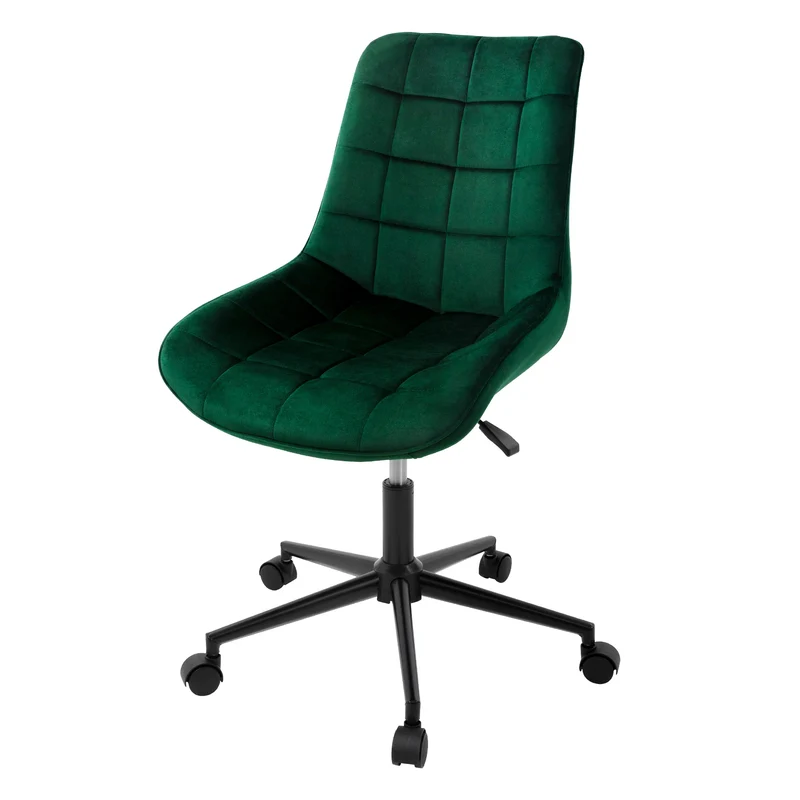 Bürostuhl auf Rollen Grün mit Samtbezug und Metallgestell ML-Design