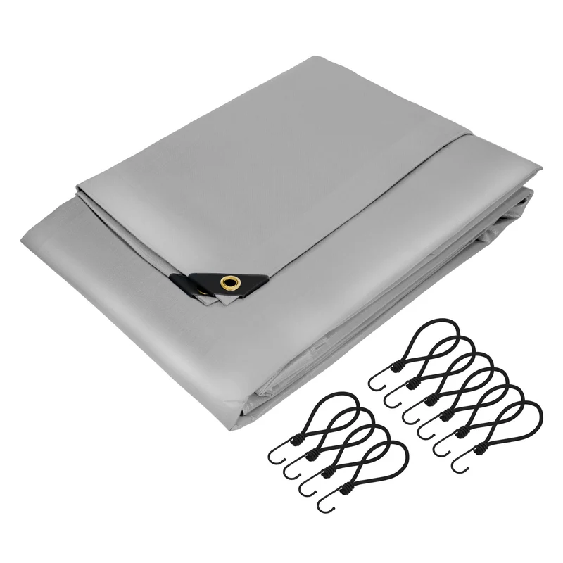 Abdeckplane mit Ösen 2x3 m 650 g/m² mit 10 Spanngummis Grau aus PVC