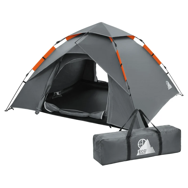 ECD Germany | Pop-Up Zelt für 4 Personen, Campingzelt Outdoor, Kuppelzelt doppelwandig mit 2 Türen, Wurfzelt wasserdicht & winddicht mit Tragetasche