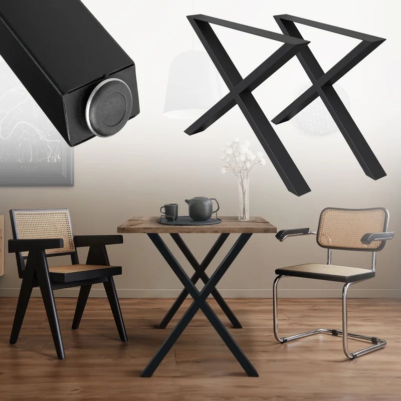 B-Ware Tischbeine 2er Set X-Design 60x72 cm schwarz aus Stahl