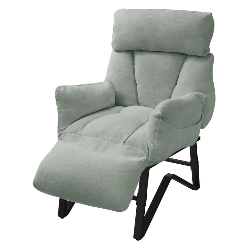 B-Ware Loungesessel mit Armlehnen Grau/Grün Relaxsessel mit Leinenbezug ML-Design