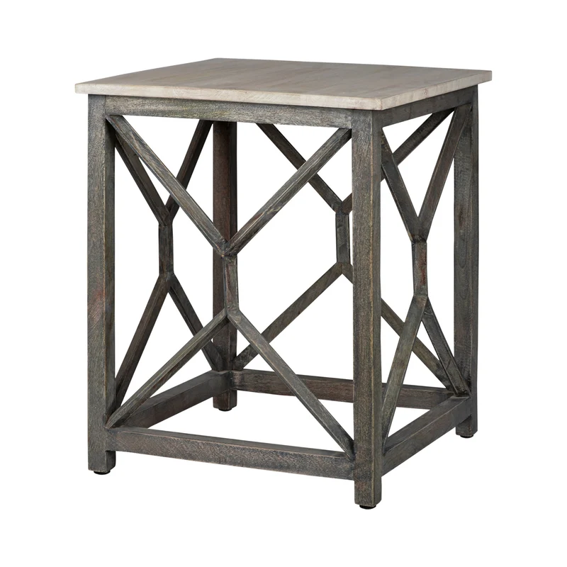 Beistelltisch Ø 45x55 cm Grau aus Mangoholz WOMO-Design