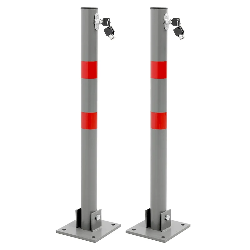 2er Set Klappbare Parkpfosten 71 cm Anthrazit aus Stahl