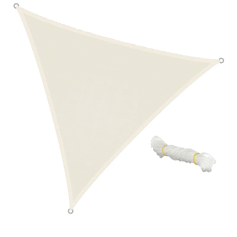 Sonnensegel dreieck 3,6x3,6x3,6 m Creme 100% HDPE mit UV Schutz inkl. Befestigungsseile