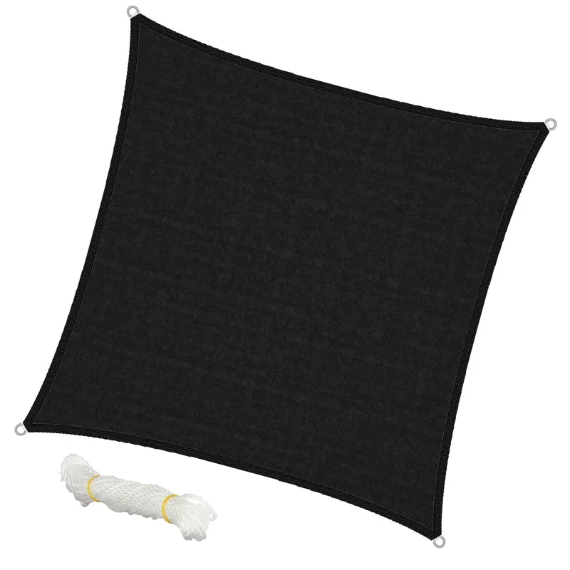 Sonnensegel quadrat 3,6x3,6 m Anthrazit 100% HDPE mit UV Schutz inkl. Befestigungsseile