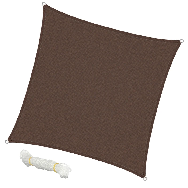 Sonnensegel quadrat 3,6x3,6 m Braun 100% HDPE mit UV Schutz inkl. Befestigungsseile