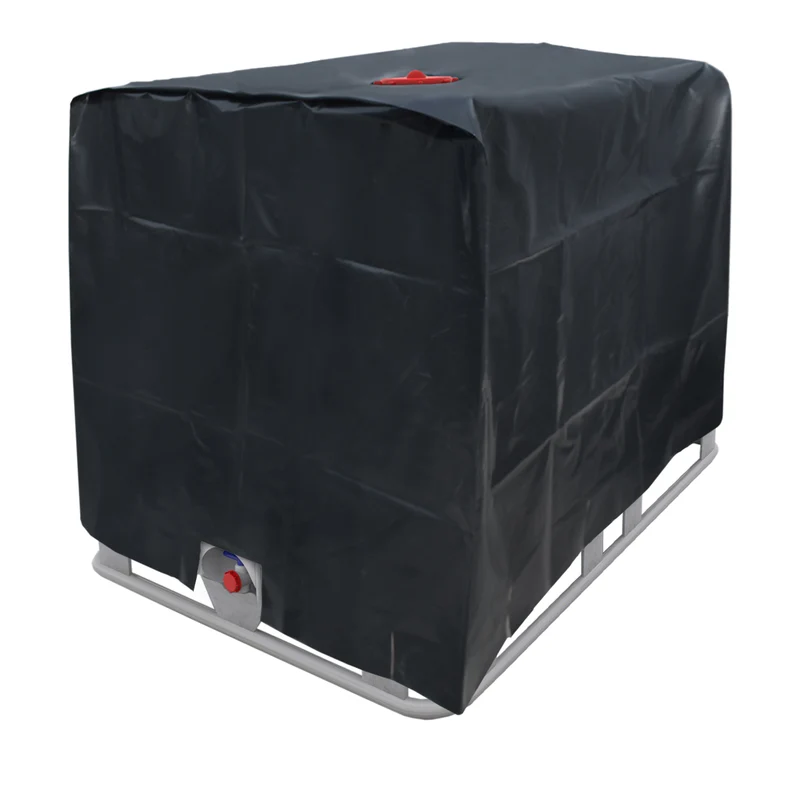 Abdeckplane für Wassertank 1000L 120x100x116 cm mit Lochauschnitt in Schwarz