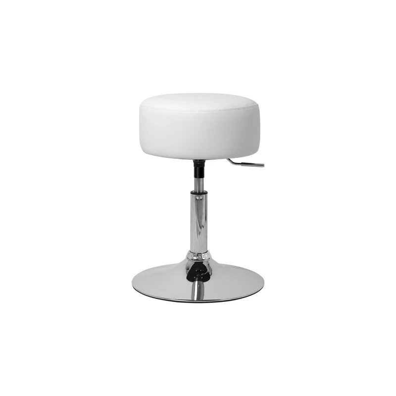 Sitzhocker Ø 33 cm Weiß aus verchromter Stahl ML-Design