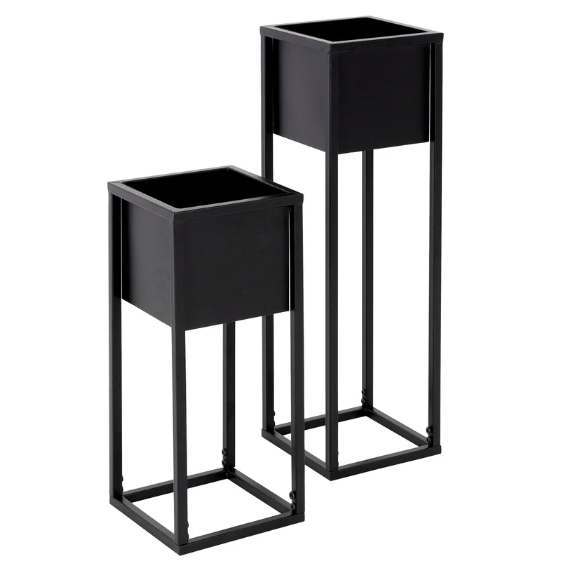B-Ware Blumenständer 2er Set Schwarz aus Metall ML-Design