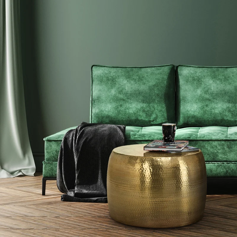 B-Ware Couchtisch Ø 59x41 cm gold aus Aluminium-Legierung in Hammerschlag-Technik WOMO-DESIGN